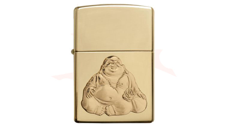 Zippo Lighter High Polish Brass, Laughing Buddha Emblem