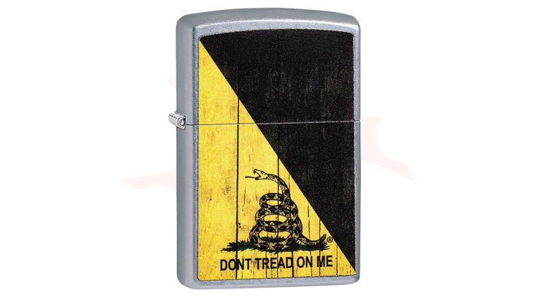 Zippo Lighter Street Chrome, Color Image, Yellow/Black  inchDon't Tread on Me inch