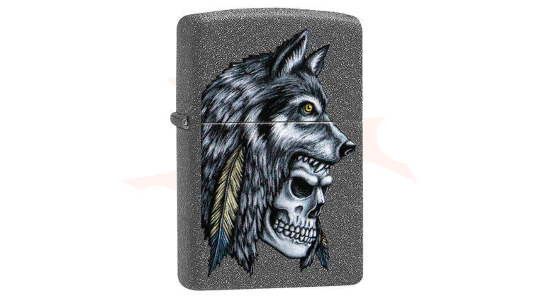 Zippo Lighter Iron Stone, Wolf Helm Skull