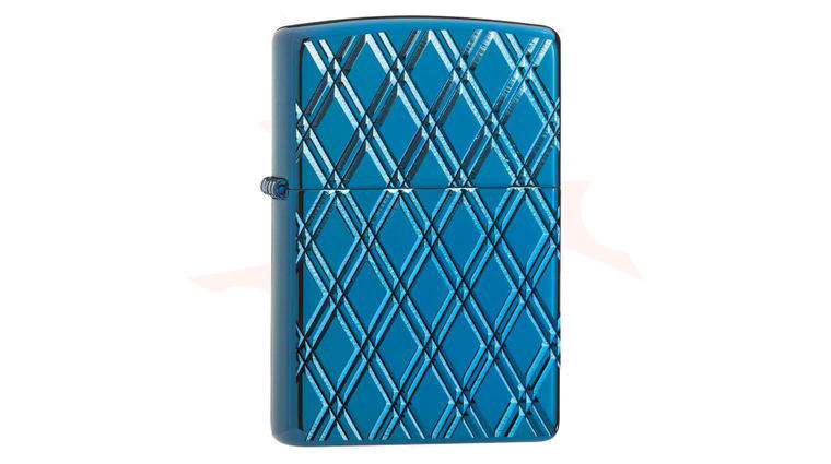 Zippo Lighter High Polish Blue, MultiCut Armor, Diamonds