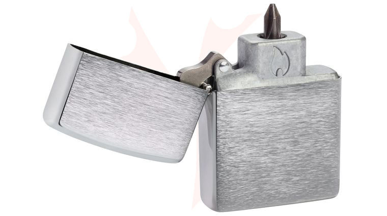 Zippo Magnetic Bit Safe Screwdriver, Holds 4 Bits, Brushed Chrome Case