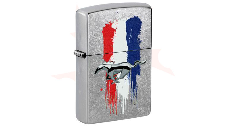 Zippo Lighter Street Chrome, Ford Mustang Patriotic Stripes