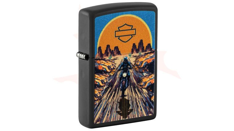Zippo Lighter Harley-Davidson Black Matte, Motorcycle Rider Texture Print