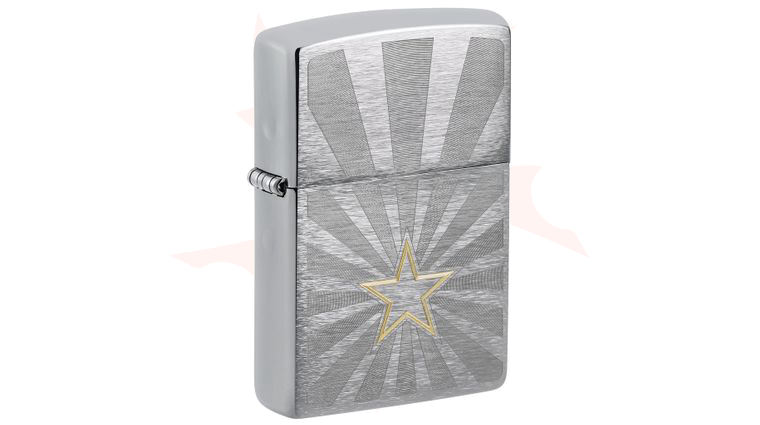 Zippo Lighter Brushed Chrome, Two-Tone Star Design