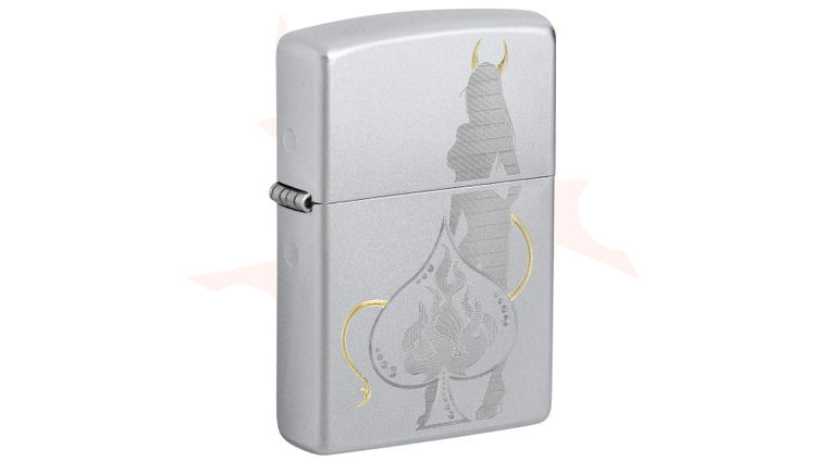 コンシーラー Zippo Zippo Lighter Satin Chrome, Devilish Ace - KnifeCenter - 48658