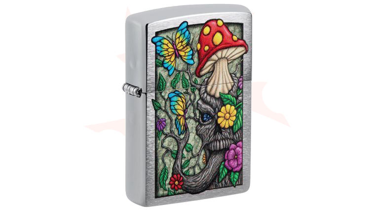 Zippo Lighter Brushed Chrome, Freaky Nature Design - KnifeCenter