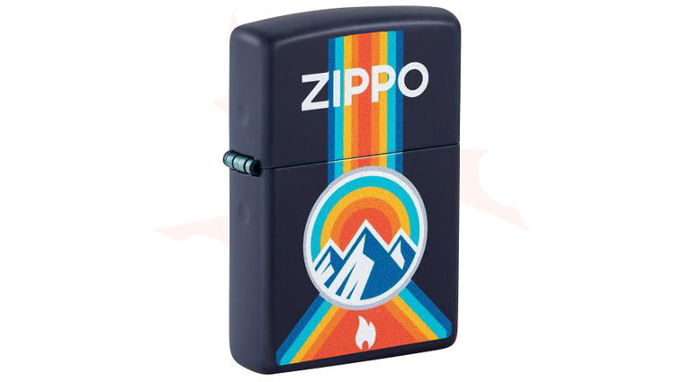 Zippo Lighter Navy Matte, Zippo Iconic Mountain Design